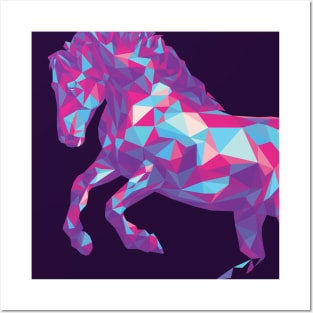 Cute Geometric Rearing Horse Posters and Art